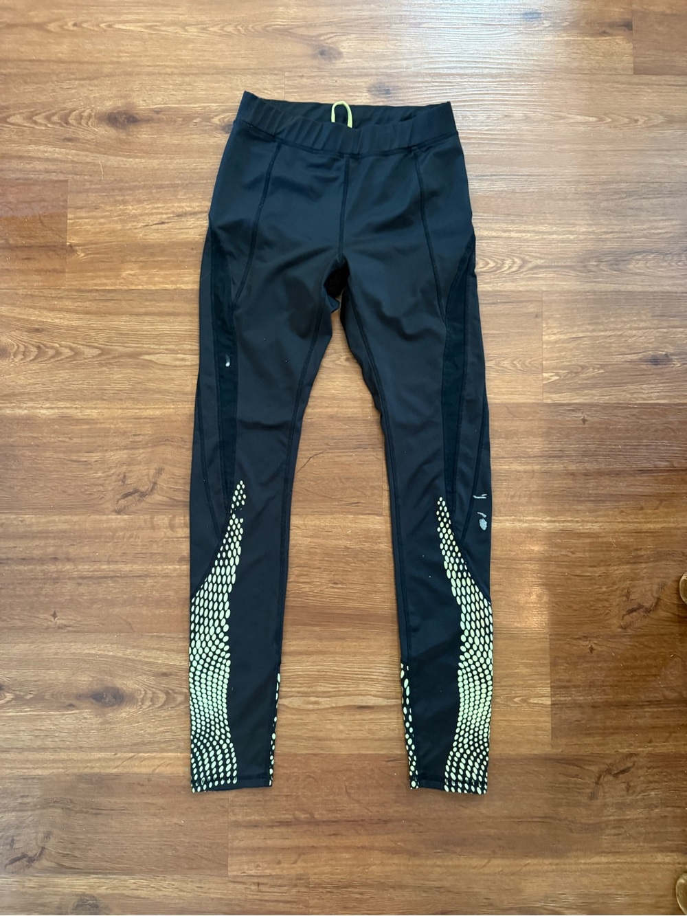 Kyodan Black Leggings with Neon Yellow Drawcord Detail